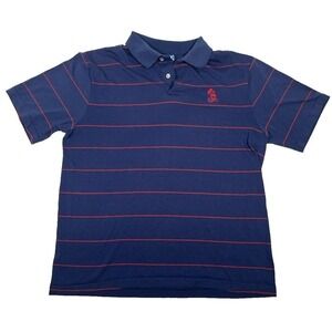 Disney Polo Shirt Mens XL Blue Striped Donald Duck Vintage 90s Made‎ in USA